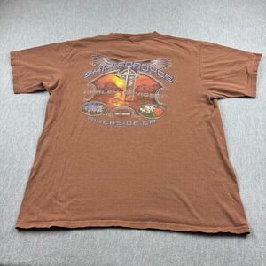 Harley Davidson TShirt Men 2XL XXL Brown Skip Fordyce Riverside Motorcycle Biker